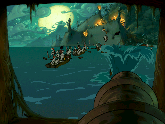 The Curse of Monkey Island (Windows) screenshot: Helping Elaine to fend off the undead pirate horde - a fun little minigame