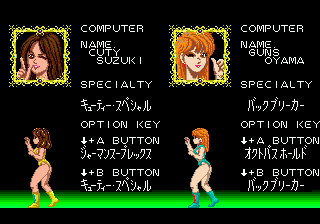 Cutie Suzuki no Ringside Angel (Genesis) screenshot: Character moves