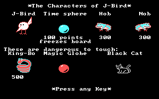 J-Bird (PC Booter) screenshot: The characters in the game