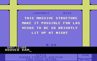 Jeopardy! (Commodore 64) screenshot: Providing a question...