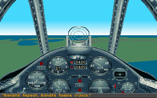 Aces of the Pacific (DOS) screenshot: In cockpit of F6F