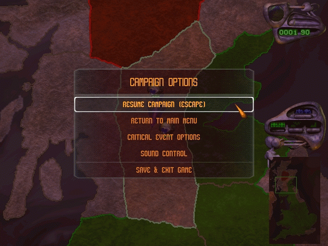 Jeff Wayne's The War of the Worlds (Windows) screenshot: Martians Campaign Options menu
