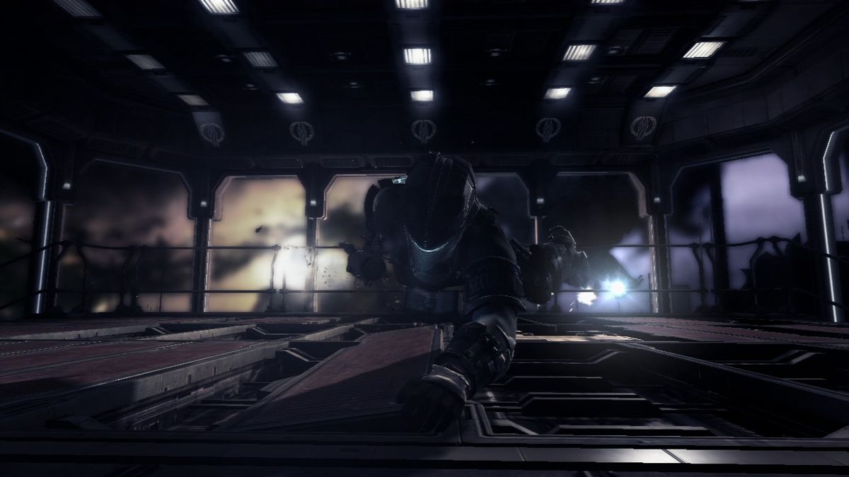 Dead Space 2 (PlayStation 3) screenshot: Being sucked into outer space