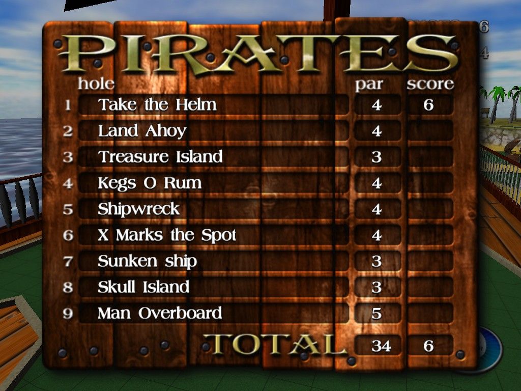 Crazy Minigolf (Windows) screenshot: Score board