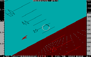 Jet (DOS) screenshot: In a dogfight... (CGA with RGB monitor)