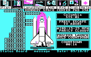 Project: Space Station (DOS) screenshot: The Shuttle Launch Pad