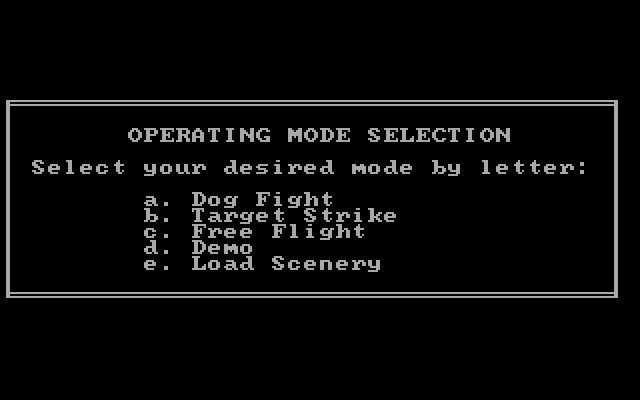 Jet (DOS) screenshot: Choose a game mode (CGA/EGA with RGB monitor)