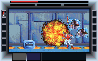 CyberGenic Ranger: Secret of the Seventh Planet (DOS) screenshot: Getting hit by a corpse...