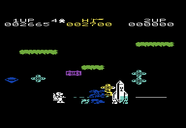 Jetpac (VIC-20) screenshot: Blasting enemies