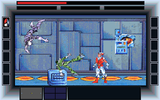 CyberGenic Ranger: Secret of the Seventh Planet (DOS) screenshot: Avoid those dead corpses...