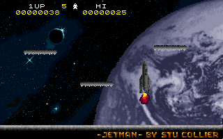 Jetman (DOS) screenshot: Taking off for the next level