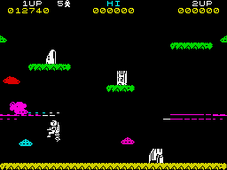 Jetpac (ZX Spectrum) screenshot: Brand new spaceship is ready on next planet