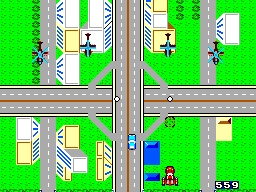 Action Fighter (SEGA Master System) screenshot: Looks like a city