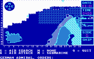 Action in The North Atlantic (DOS) screenshot: Enter your orders in a strategic level game