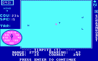 Action in The North Atlantic (DOS) screenshot: Enter your ships speed and heading...