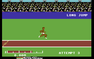 The Activision Decathlon (Commodore 64) screenshot: The long jump
