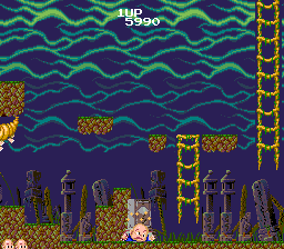 Bonze Adventure (TurboGrafx-16) screenshot: Knocked down...