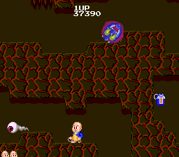 Bonze Adventure (TurboGrafx-16) screenshot: Looks like a sperm with an eye attached to it