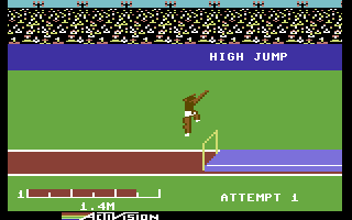 The Activision Decathlon (Commodore 64) screenshot: The high jump