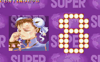 Super Street Fighter II Turbo (DOS) screenshot: 8 seconds left to continue