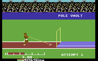 The Activision Decathlon (Commodore 64) screenshot: Pole vaulting