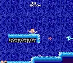 Bonze Adventure (TurboGrafx-16) screenshot: Bonze drowns in the water