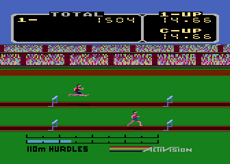 The Activision Decathlon (Atari 8-bit) screenshot: Hurdling