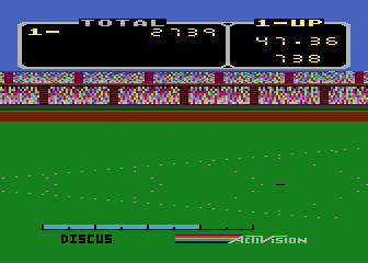 The Activision Decathlon (Atari 8-bit) screenshot: It lands