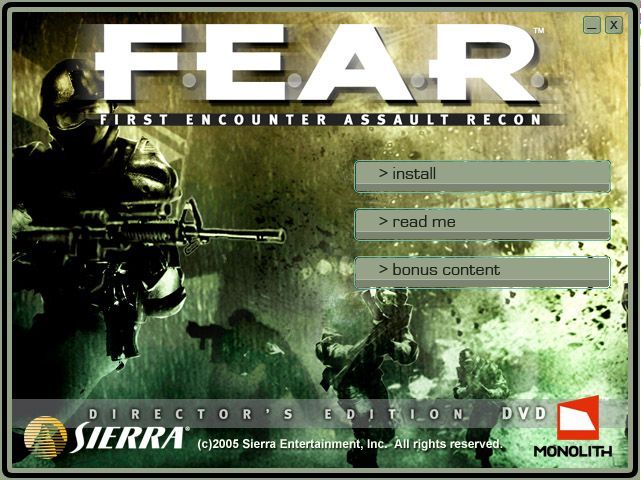 F.E.A.R.: First Encounter Assault Recon (Director's Edition) (Windows) screenshot: Director's Edition Install Menu