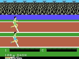 The Activision Decathlon (ColecoVision) screenshot: Getting ready for the 100m dash