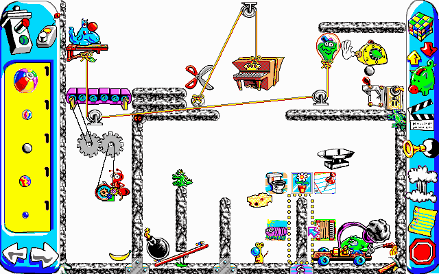 Sid & Al's Incredible Toons (DOS) screenshot: Use the editor to design your own puzzles.