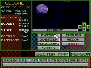 Maelstrom (DOS) screenshot: Manage Your Planet