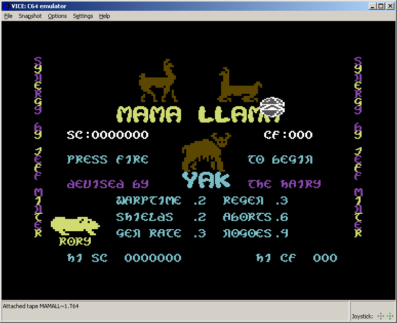 C64 Classix (Windows) screenshot: Mama Llama Title screen