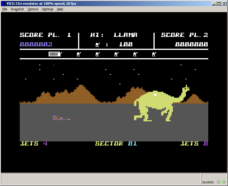 C64 Classix (Windows) screenshot: First level of Attack of the Mutant Camels