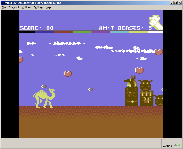 C64 Classix (Windows) screenshot: First level of Return of the Mutant Camels