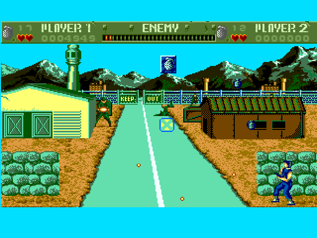 Cabal (Amiga) screenshot: Throwing grenades.