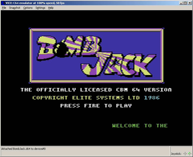 C64 Classix (Windows) screenshot: Bomb Jack Title screen
