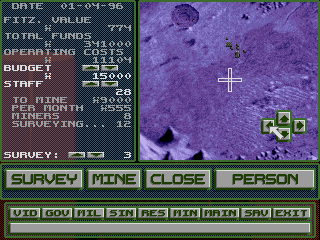 Maelstrom (DOS) screenshot: Manage Your Mining Interests