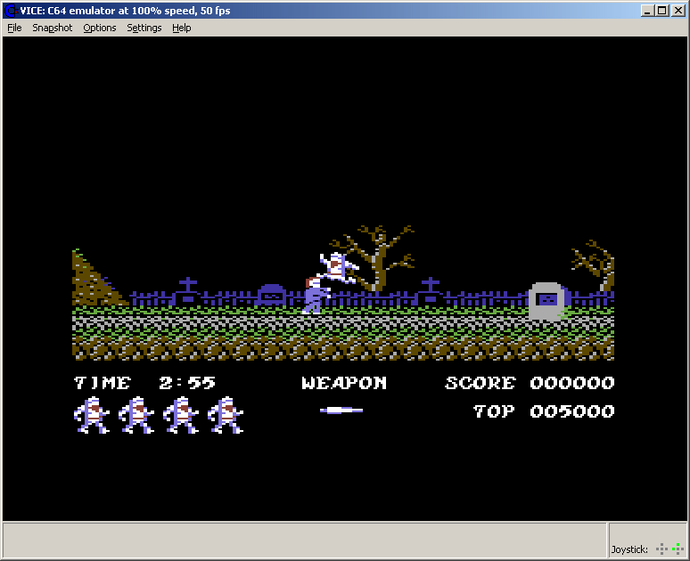 C64 Classix (Windows) screenshot: First level of Ghosts'n Goblins