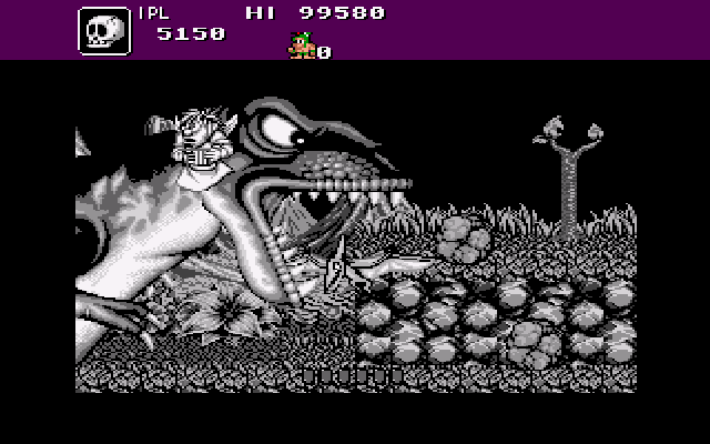 Joe & Mac: Caveman Ninja (Amiga) screenshot: Joe goes to heaven