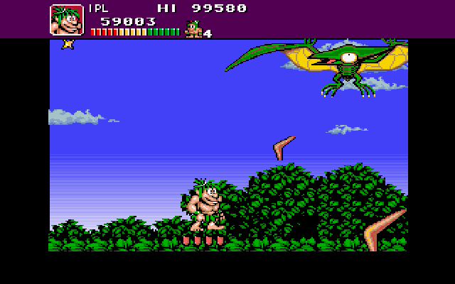 Joe & Mac: Caveman Ninja (Amiga) screenshot: Boss hurt