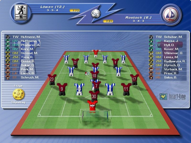 Soccer Manager Pro (Windows) screenshot: tactical screen