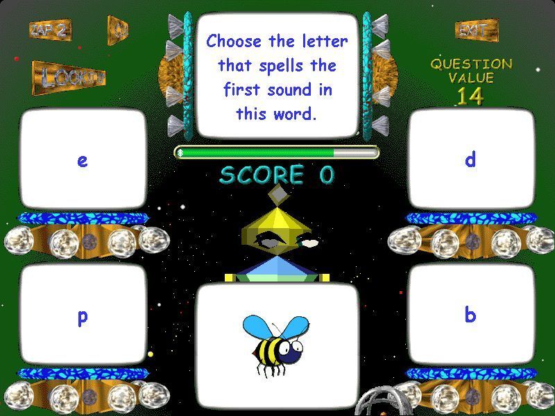Action SATS Learning: Key Stage 1 4-7 Years: Phonic Spelling (Windows) screenshot: So which letter sounds like the word 'bee'