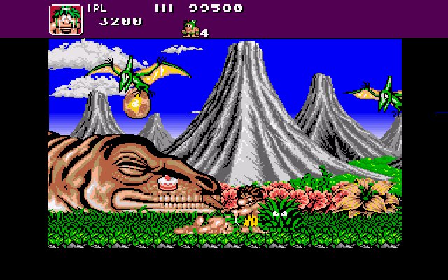 Joe & Mac: Caveman Ninja (Amiga) screenshot: Joe is unconscious
