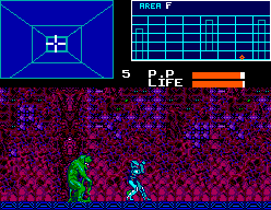 Cyborg Hunter (SEGA Master System) screenshot: The chief cyborg hurts Paladin