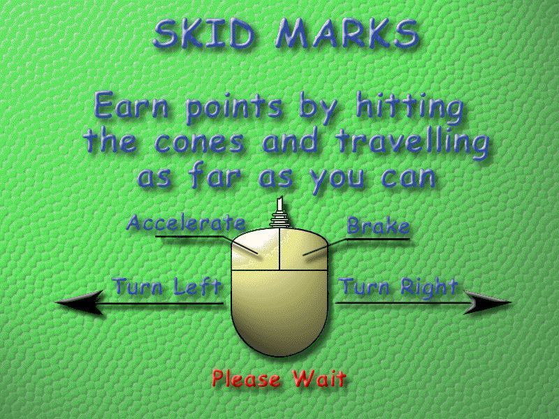 Action SATS Learning: Key Stage 1 4-7 Years: Phonic Spelling (Windows) screenshot: The instructions for the mini game 'Skid Marks'