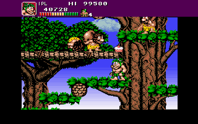 Joe & Mac: Caveman Ninja (Amiga) screenshot: Stage 2 Course A