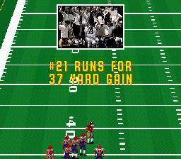 John Madden Football '93 (SNES) screenshot: The crowd cheer a successful play