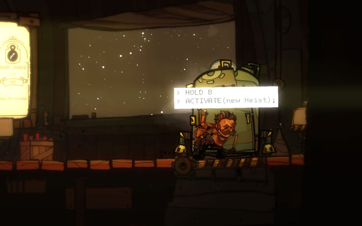 The Swindle (Windows) screenshot: In the airship where new heists are started.