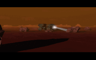 Scorched Planet (DOS) screenshot: Intro: Human colonists at work